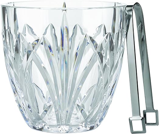 glass ice bucket with tongs