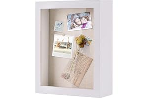 Love-KANKEI Shadow Box Frame 8x10 Shadow Box Display Case with Solid Wood Frame and Removable Glass Window Memory Box for Memorabilia Photos Awards Medals White
