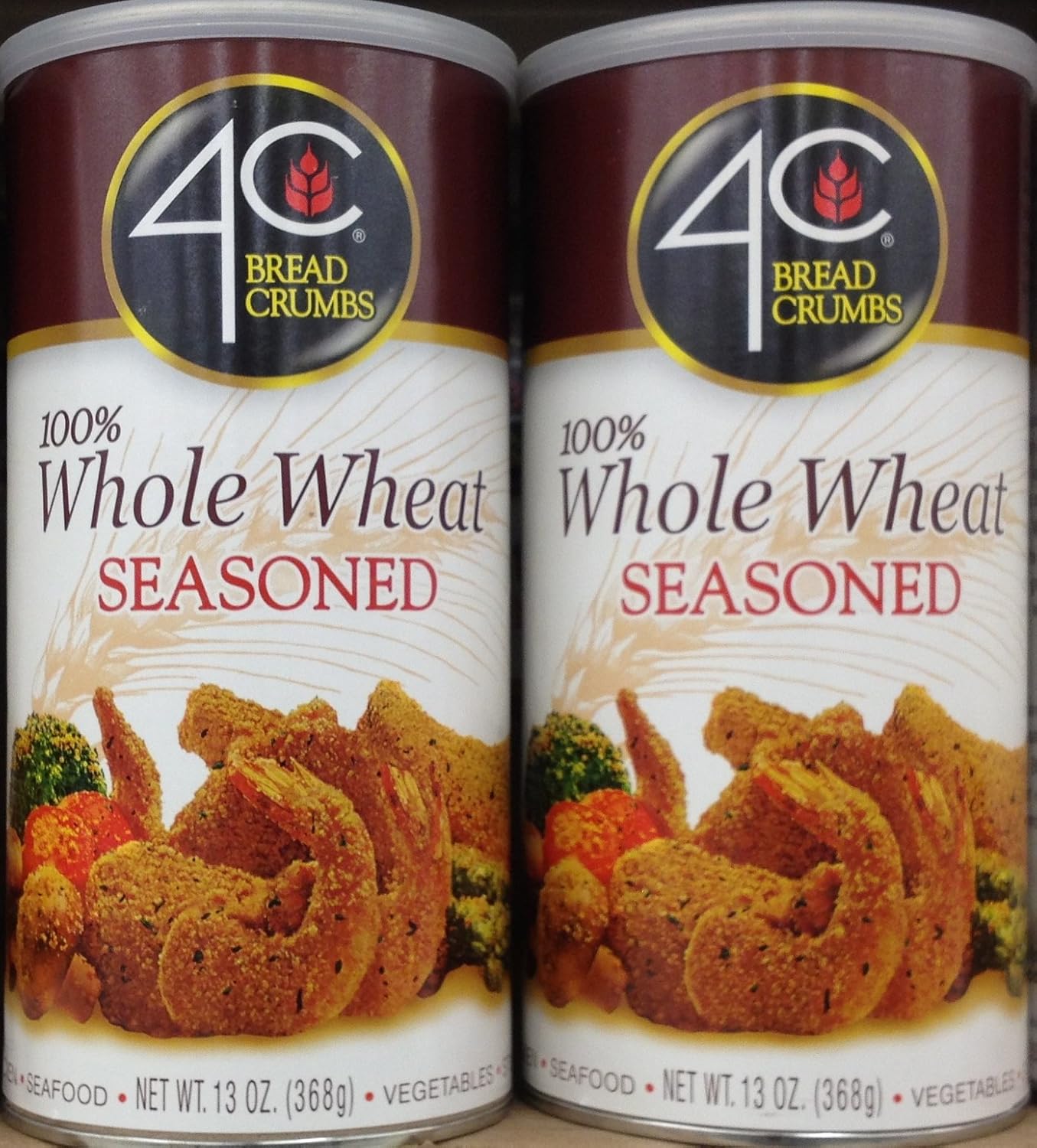 4C 100% Whole Wheat Seasoned BREAD CRUMBS 13oz (2 Cans)