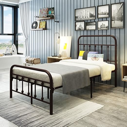 Twin Bed Frames With Vintage Headboard And Footboard Sturdy Metal