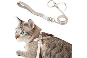 BuddyArmor Cat Harness and Leash 2-in-1, Escape Proof Anti-Chocking Harness Adjustable Lighweight Leash for Walking Outoor Training for Kitten Small Large Cats Puppy, US IDA Bronze Award (Linen)