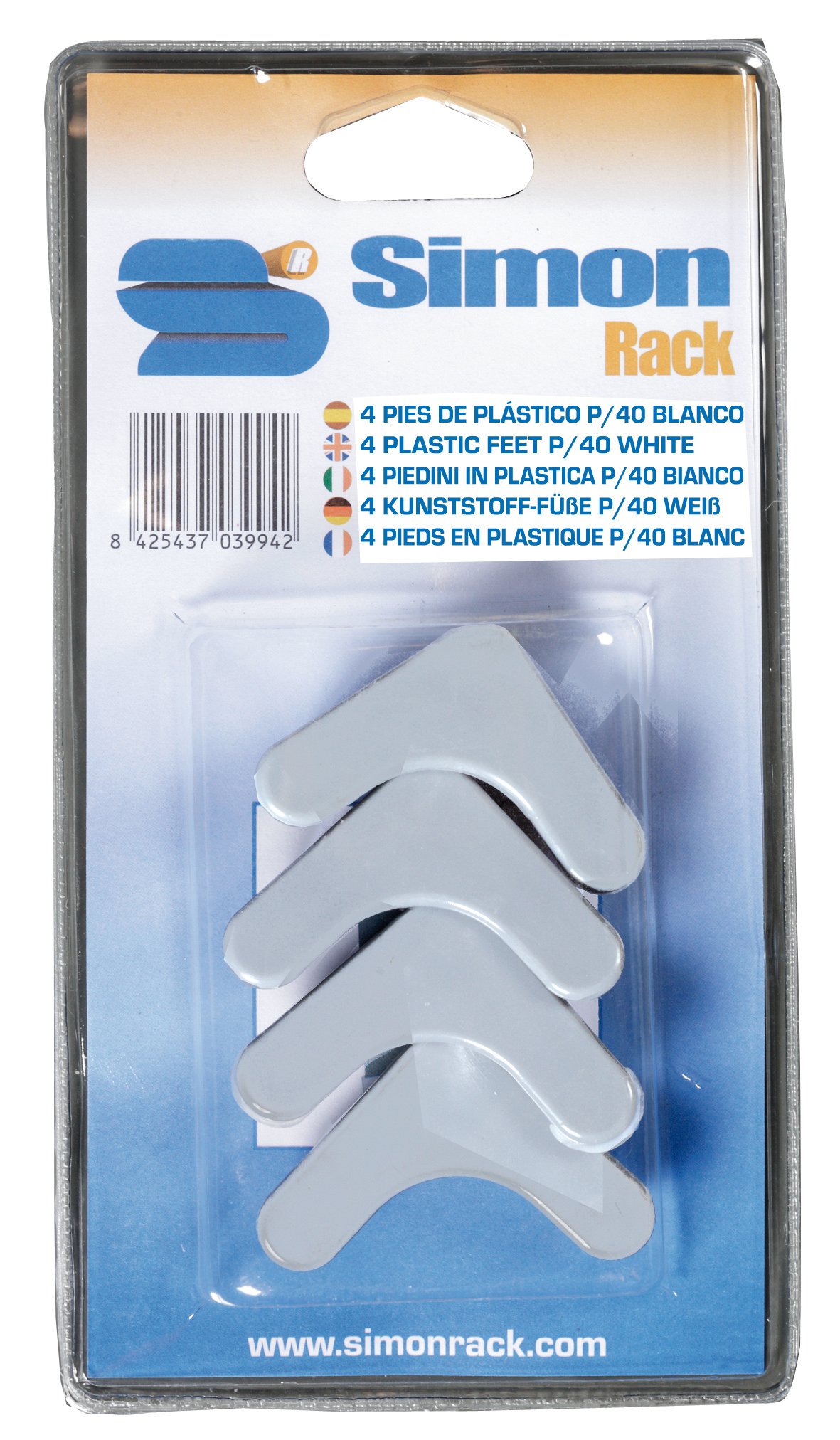 Simonrack 8425437040092 215 x 117 x 22 mm Plastic Bases - White (Pack of 4)