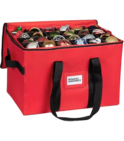 Große Weihnachtsdekoration Aufbewahrungsbox Für 128 Kugeln – Mit 128 Fächern, 600D Oxford-Stoff, Doppelreißverschluss & Außentasche