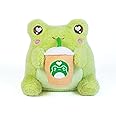Cuddle Barn PlushGoals - Coffee Sippin' Wawa The Froggie Soft Lime Green Scented Stuffed Animal Kawaii Frog Plush Toy, 6 inches