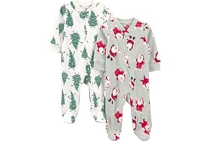 Simple Joys by Carter's unisex-baby In 2pk Fleece Snp Santa Trees