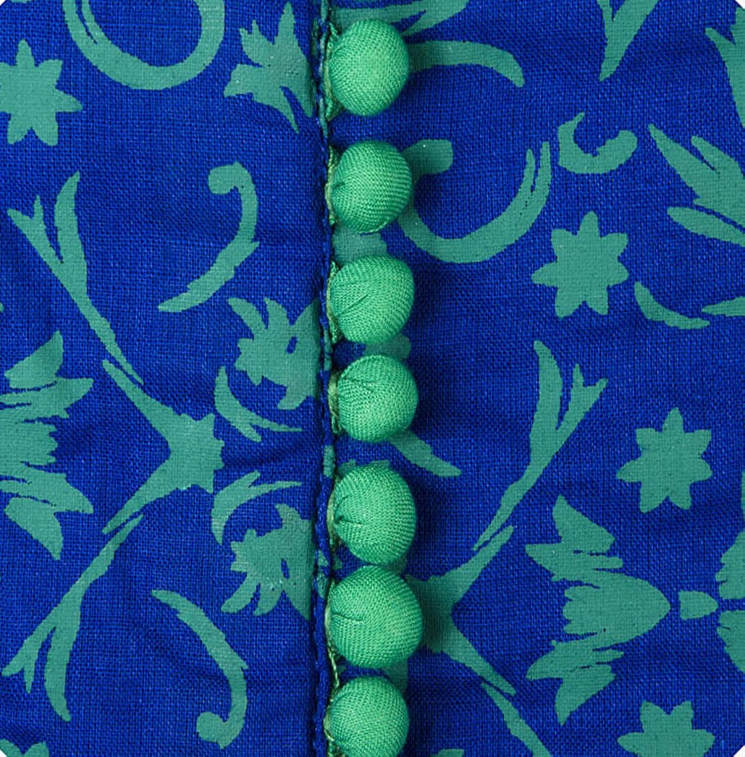 zoeyam's women's cotton printed long anarkali kurti (blue)