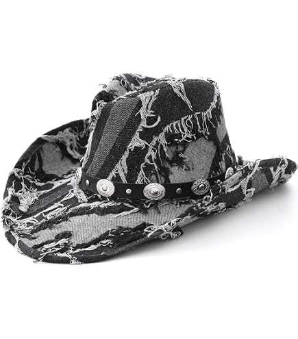 EOZY Tie-Dye Denim Patchwork Cowboy Hat for Women Men  display picture 3