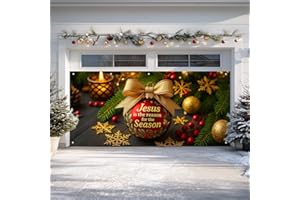 IVN Christmas Garage Door Banner 6x13 ft Jesus Mural Decor Holiday Banner Religious Christmas Background Indoor and Outdoor Decoration