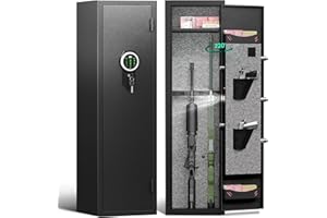 Riflewell 2-3 Gun Safe, Digital Large Long Gun Safe for Home Rifle and Shotguns, Quick Access Gun Cabinets with LED Light, Rifle Gun Safes with Adjustable Gun Rack and Removable Shelf