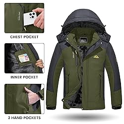 TACVASEN Mens Ski Jacket Water-Resistant Fleece