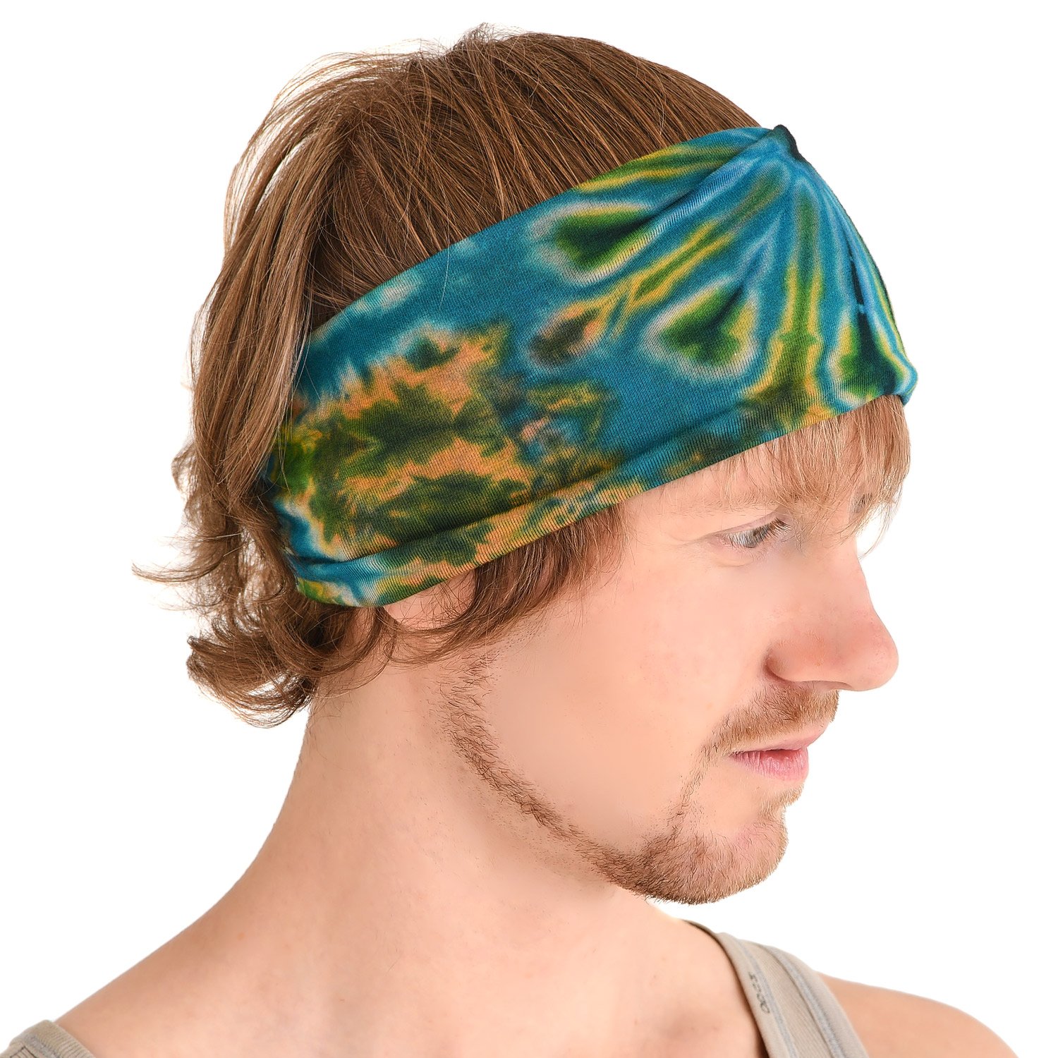 CHARM Boho Hippie Tie-Dye Turbans - Elastic Head Wrap Hair Band Bandana Stretch Hairband Tie-Dye AA