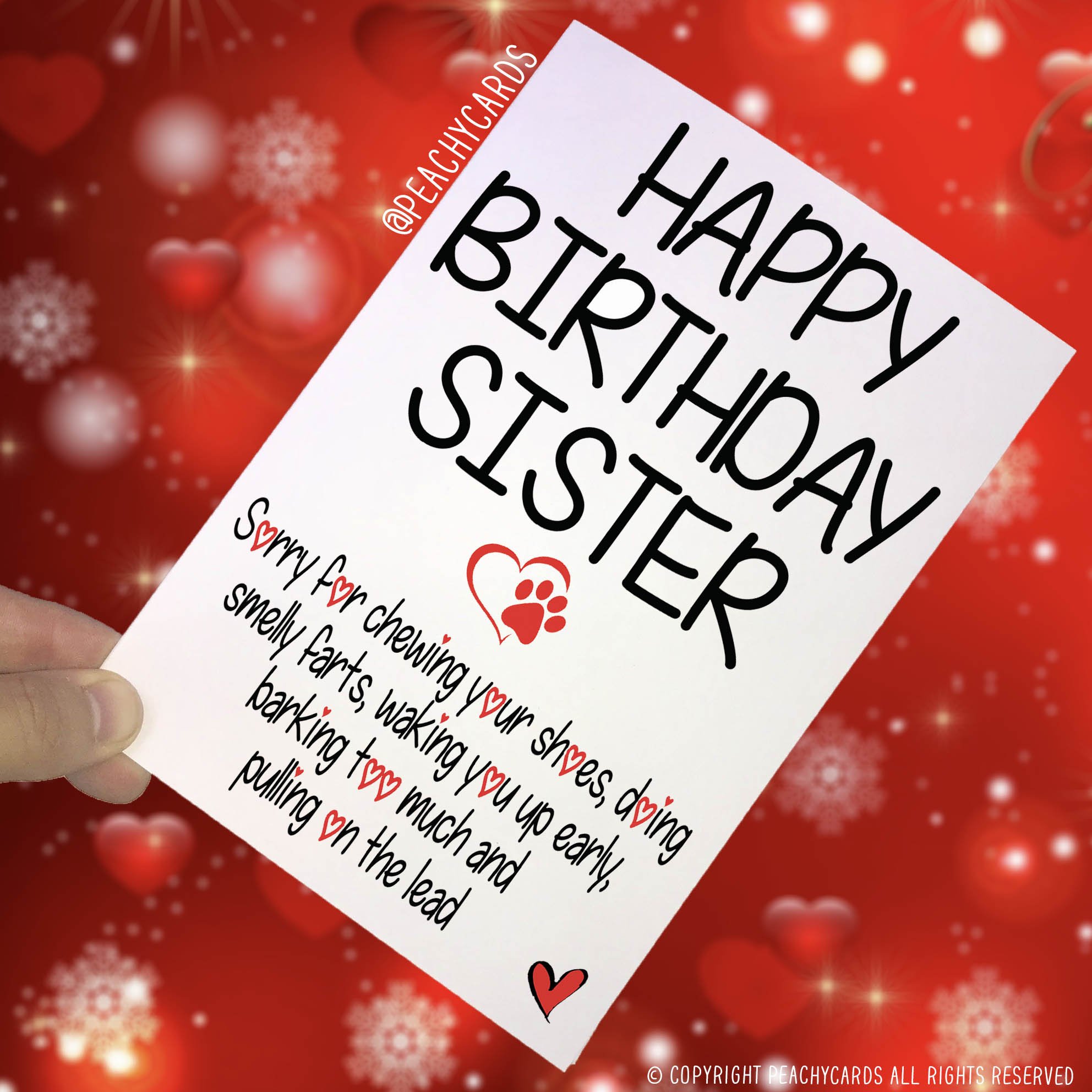 Birthday Cards from The Dog, Funny Card from The Dog Dog Card, Sister Birthday Card Thanks Sister, Novelty Cards Family Pet Cards Fun PC272