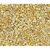 Perlin Glass Seed Beads 2mm 3mm 4mm Round Pony Beads Pack of 3000 Mixed Size, Colour Mix for Jewelry Making Earrings Bracelets Pendants Waist DIY Handmade (Gold)