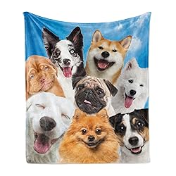 Ambesonne Dogs Throw Blanket, Funny Whimsical and