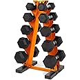 CAP Barbell 150 LB Coated Hex Dumbbell Weight Set with Vertical Rack | Multiple Colors