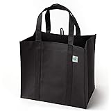 PINSUKO Reusable Grocery Bags (5 Pack, Black) - Hold 40+ lbs - Extra Large & Super Strong, Heavy Duty Shopping Bags - Grocery