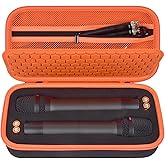 Wireless Microphone Case for JBL Wireless Two Microphone System for for JBL Partybox DIY - Sized Mic Case Fits from 8.25-10.5In Handheld Dual Mic, Recivers, Audio Cable, Power Cord-Orange(Box Only)