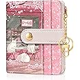 Jogjam Cute Kawaii White Cats Rfid Ladies Wallet, Small Credit Card Women Wallet, Japanese Dessert House PU Leather Bifold Cash Zipper Coin Pocket for Female