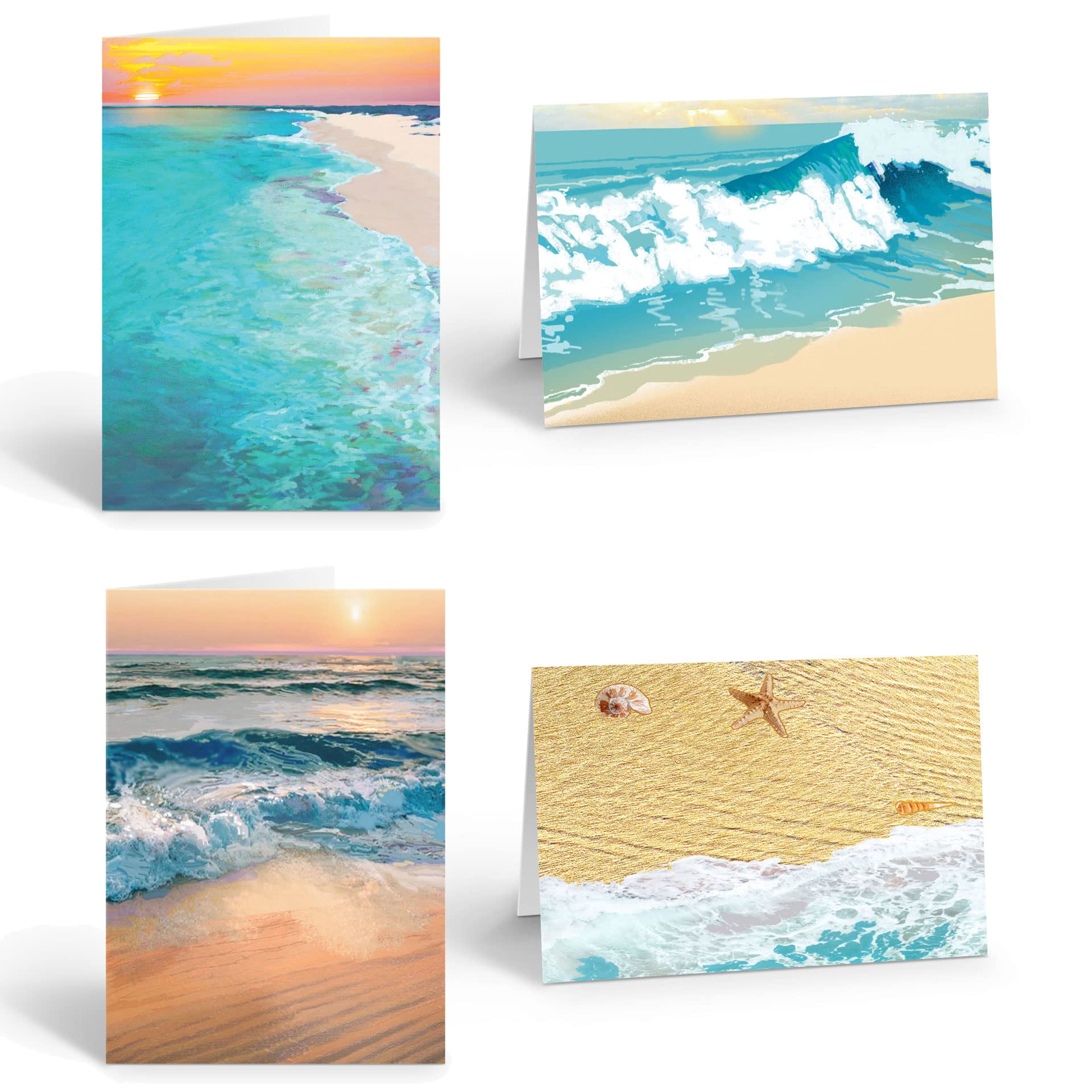 Photo 1 of Assorted Beach Note Card Set - 12 Boxed Thank You Note Cards - Beach Ocean Shore Note Cards - Ocean Coast (Assorted)