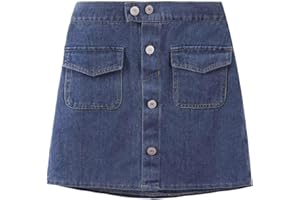 WELAKEN Jean Skirt for Girls Toddler & Kids II Girl's Elastic Waist A Line Mini Denim Skirts