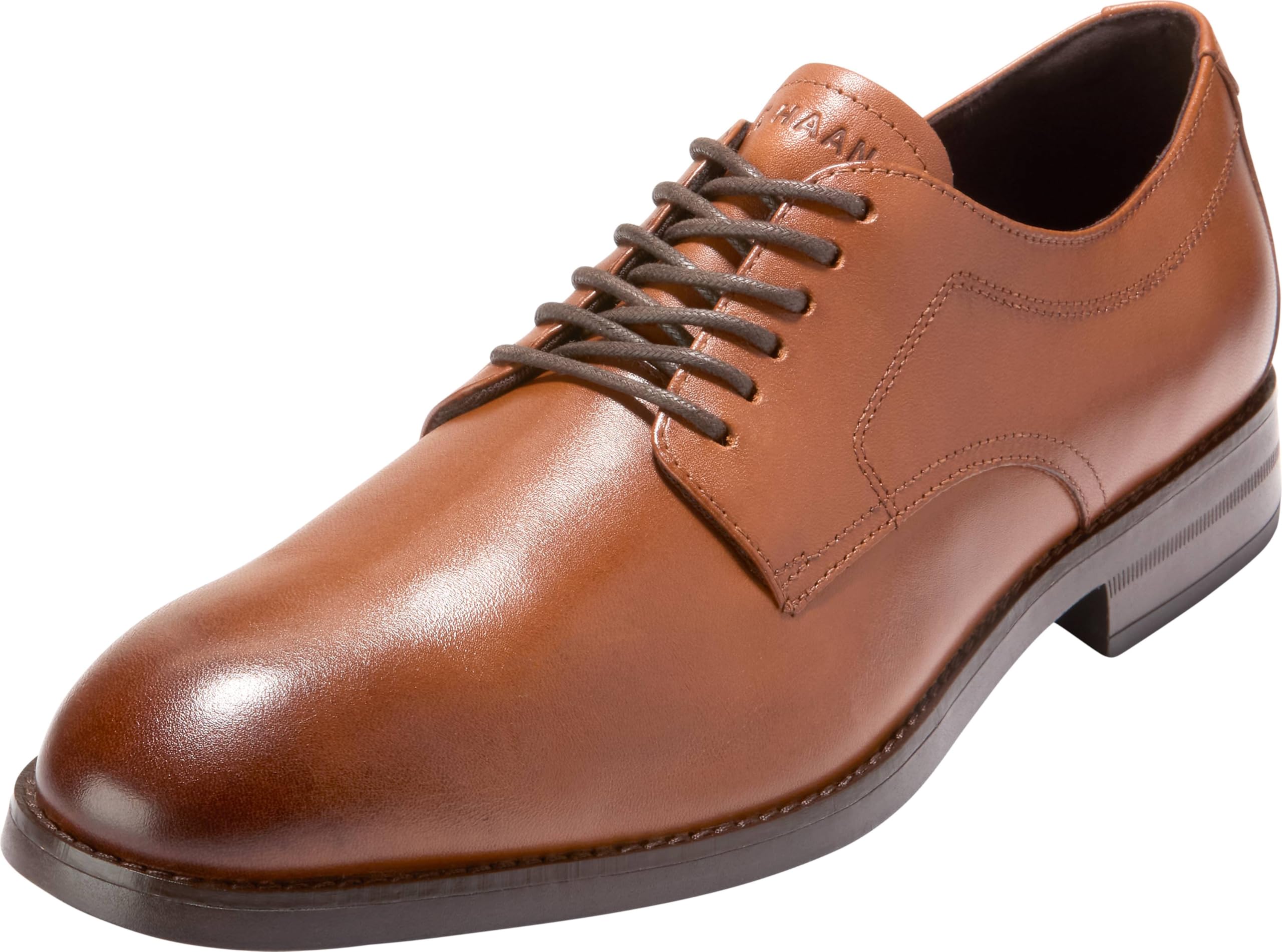 Cole Haan Men’s Harmon Grand Plain Toe Oxfords, British Tan/Dark Brown Water Proof, 7-W US
