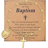OAVOOK Catholic Gifts for Girl Virgin Mary Christian Cross Bracelet First Communion Baptism Confirmation Gifts For Teen Girls Link Jewelry