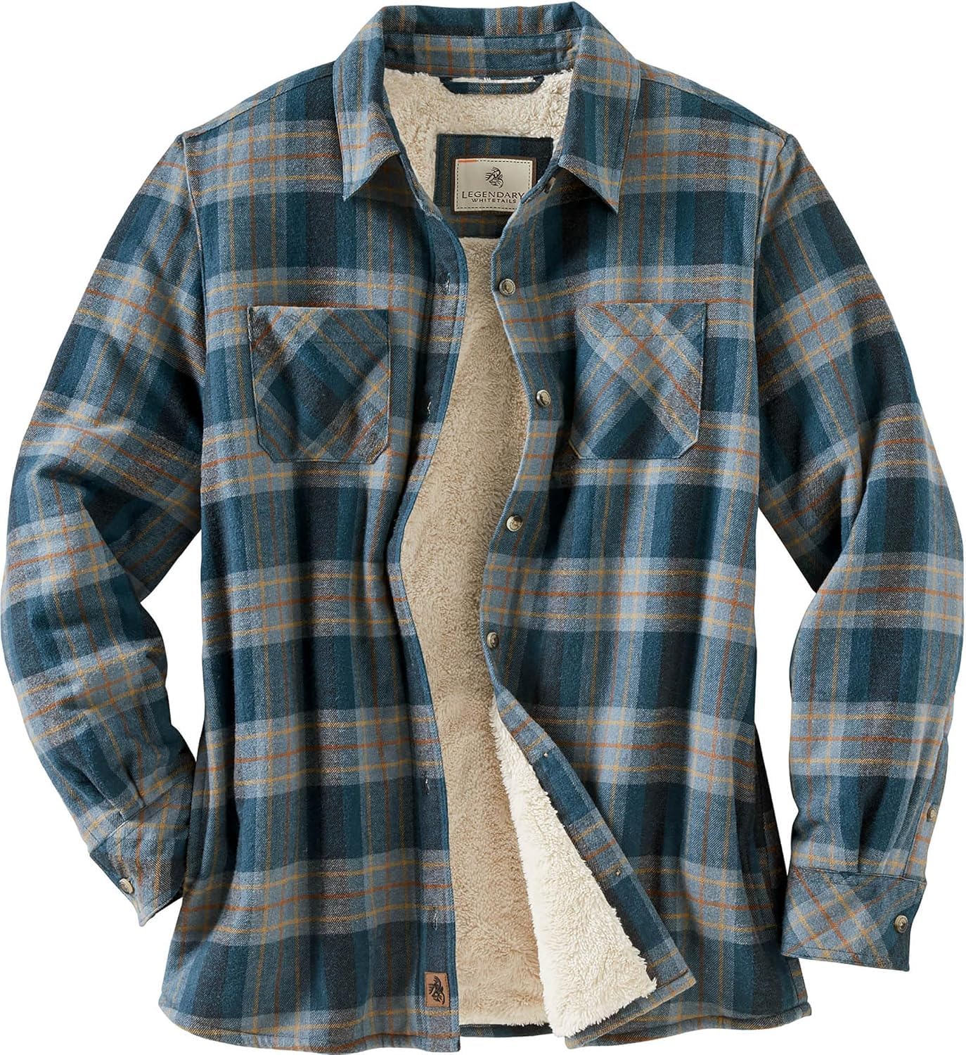 Legendary Whitetails Women’s Open Country Flannel Shacket Sherpa Lined Plaid Fleece Shirt Jacket Ladies Western Clothing Coat, Appalachian River, Small