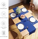 Encasa XO 32x200 cm Table Runner Fine Rib Cotton Solid Blue Machine Washable view 3