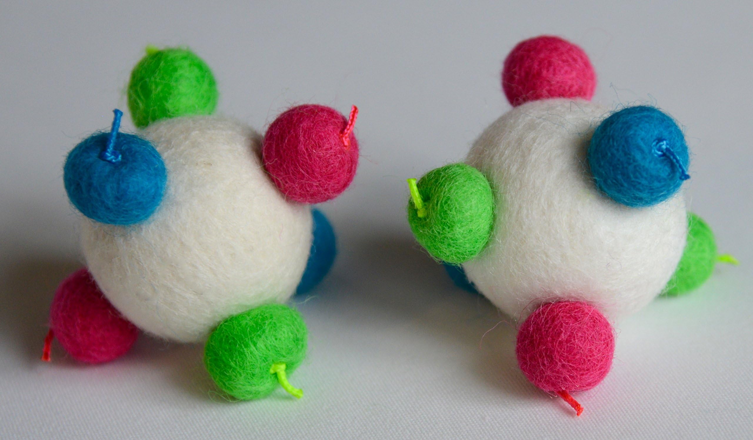 Two Sputnik Inspired Springtime Catnip Scented Balls Made from Hand Felted Wool