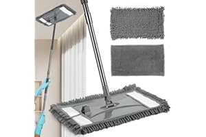 VOUBIEN Wall Cleaner Mop with Long Handle, Wall Dust Cleaning Mop for Washing Walls with 2 Microfiber Reusable Pads,Floor Dry Wet Dust Mops for Wall Washer, Floor,Ceiling Cleaner