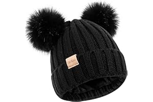TONTULAND Kids Winter Beanie Hat Warm Ski Caps with Pompom Fleece Lined Children's Knit Hat for Boys Girls