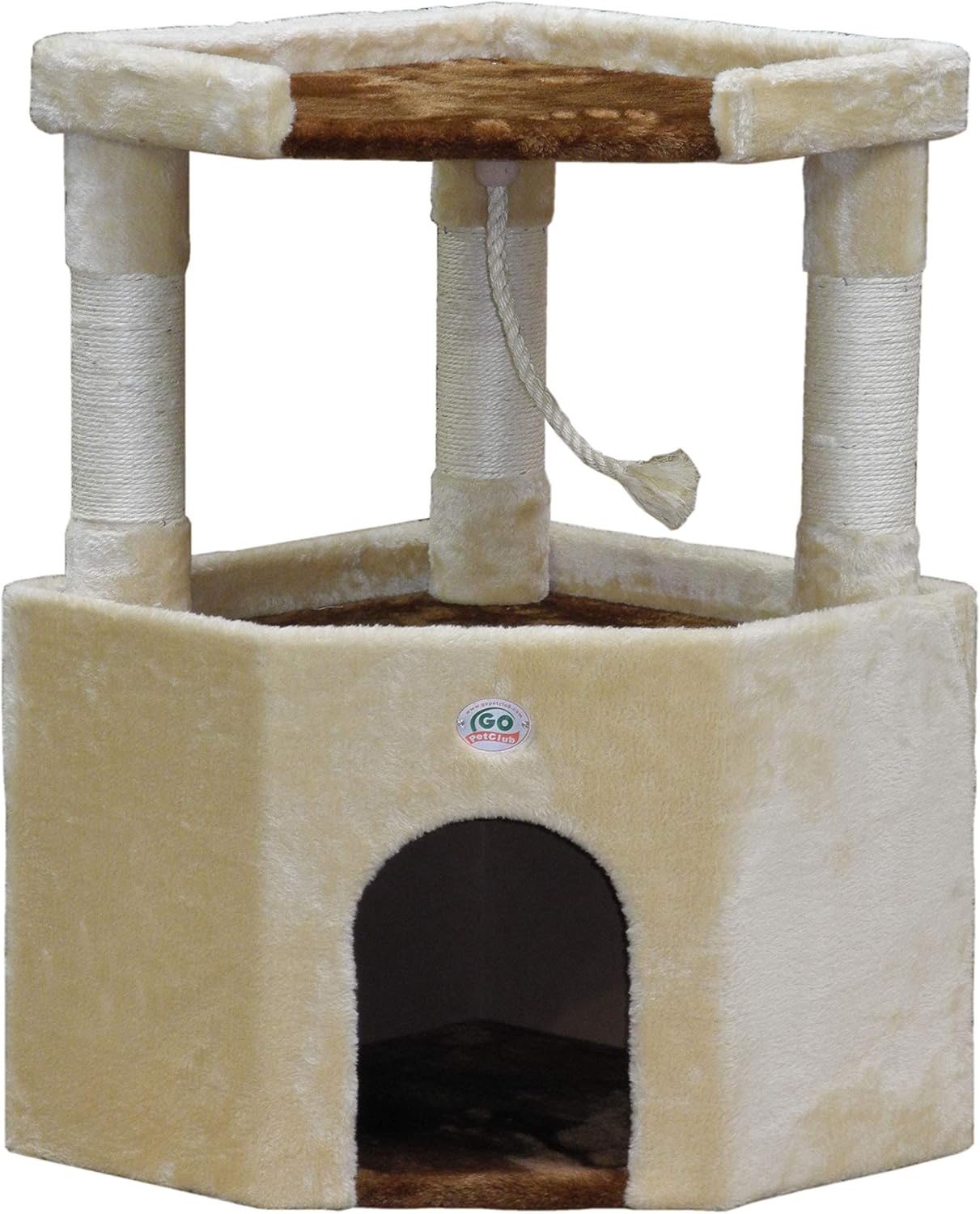 Go Pet Club Tall Beige & Brown Cat House, 32" : Pet Supplies