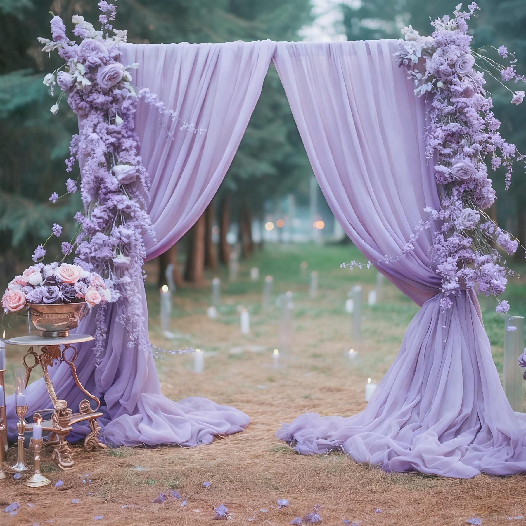 Photo 1 of 10ft x 10ft Lilac Backdrop Curtains, Wrinkle-Free Sheer Chiffon Fabric Photo Backdrop Drapes for Wedding Arch Party Ceremony Stage Photography Decorations