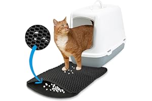 XS Cat Litter Mat Black 14.5"x11.5" - Washable Kitty Litter Catcher for Small Spaces – Non-Slip, Waterproof Cat Litter Trapping Mat – Compact Litter Box Rug for Tiny Rooms – Inovida Pet Litter Mat