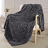 Exclusivo Mezcla Fleece Throw Blanket for Couch, Extra Large Fuzzy Dark Grey Bed Blankets, Soft Cozy Plush Sofa Throws for All Seasons, 50x70 Inches