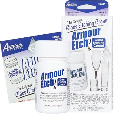 Armour Etch Glass Etching Cream Starter Kit - 2.8oz With Application Brushes For Glass Crafting