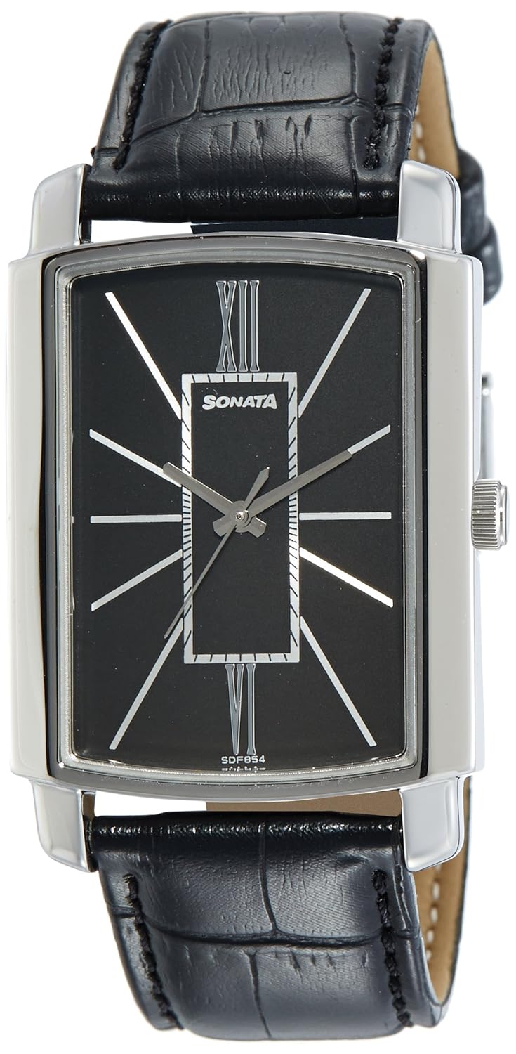 sonata analog silver dial men's watch-7092sl05