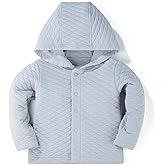 Minicoco 100% Cotton Baby Fall Hoodies Jacket, Comfortable Soft and Warm Baby Spring Jacket,0-24Months Solid-Coloured Coat