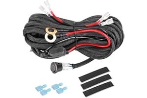 RFROAD LIGHTING Wiring Harness Kit - 2 Lead 12V LED Bar for Fog Pods Rock Lights With On/Off Switch, 40A Relay Fuse Wire for Truck UTV ATV Boat