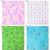 DAVAXI 4 Pcs Tennis Towels 15 x 17 Inch Soft Prints Towel Absorbent Fast Drying Funny Sport Towel with Carabiner Clip Sport Hand Towels Tennis Gift for Women Men Team Sports Accessories