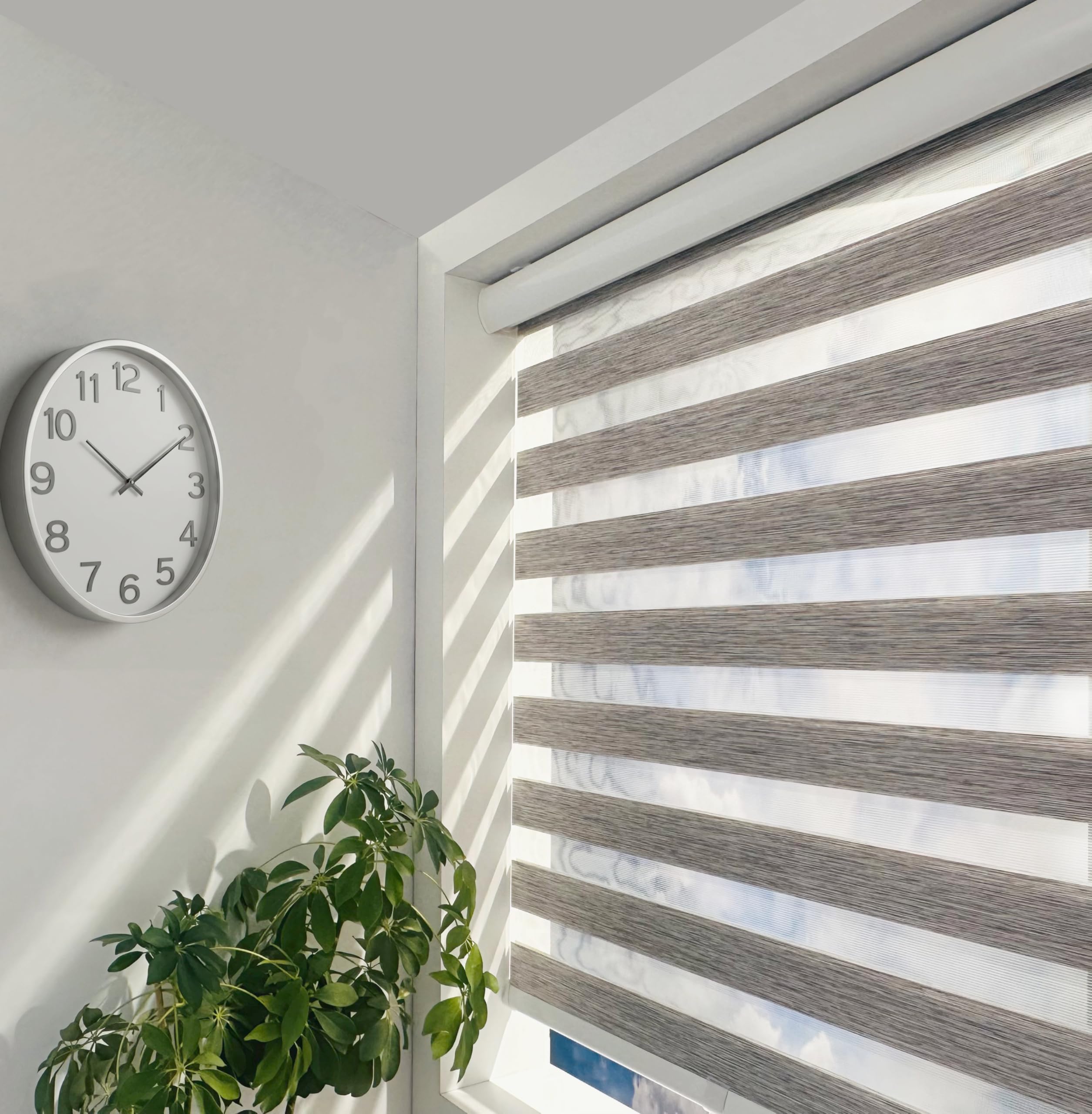 Photo 1 of ***MISSING PARTS*** ShadesU Cordless Zebra Blinds – Light Filtering Dual-Layer Window Shades for Privacy (Grey Color) (Maximum Height 72") (Width 71")