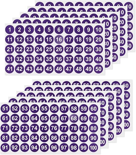 Amazon.com: YIKIADA Purple 1-100 Number Stickers 1 Inch Vinyl