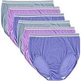 Fit for Me Womens Plus Heather Assorted Brief Underwear, 6 Pack, 9, ASSORTED