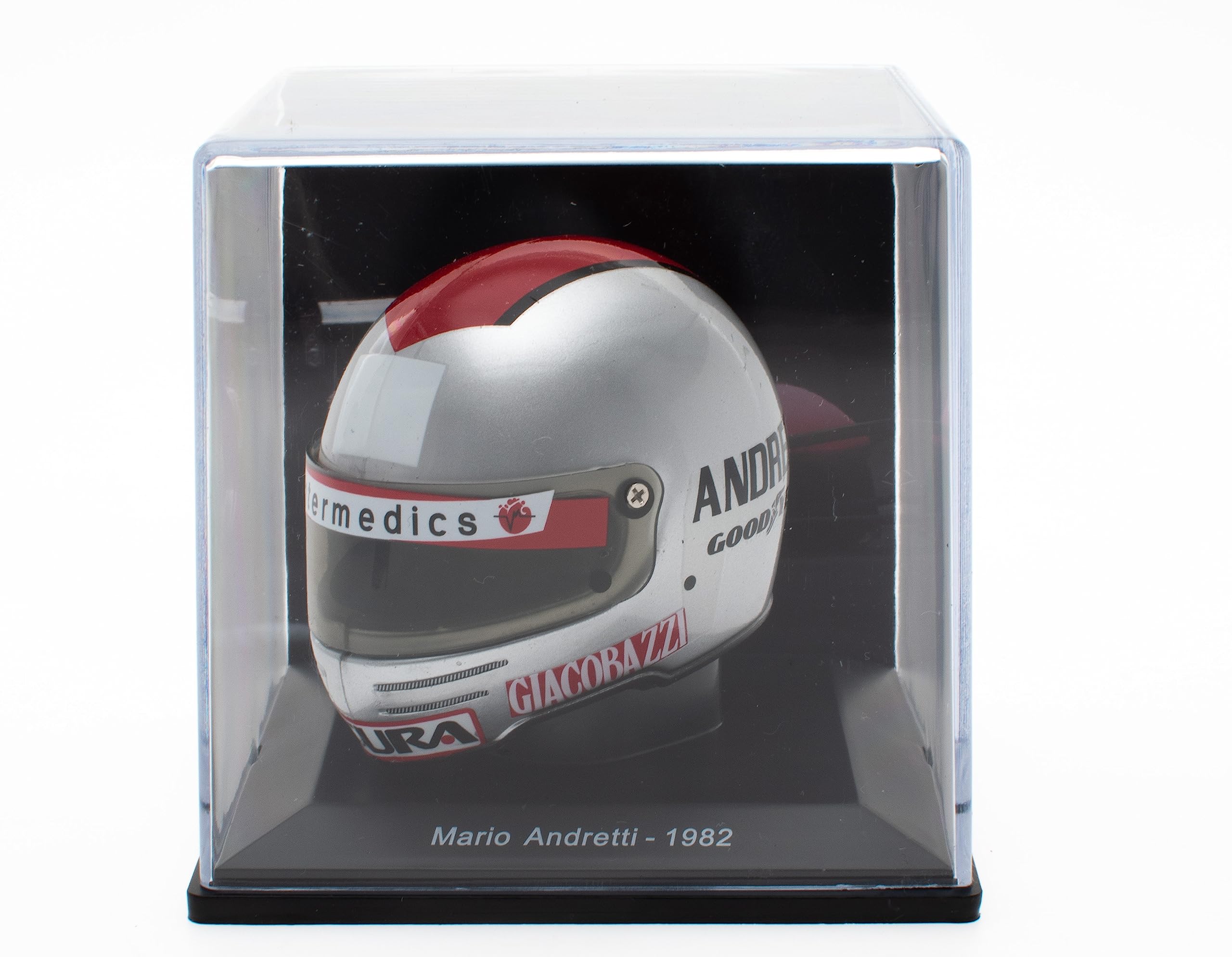 OPO 10 - Formula 1 Helmet Compatible with Ferrari F1: Mario Andretti 1982-1/5 Scale - CAS13