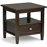 SIMPLIHOME Warm Shaker SOLID WOOD 20 inch Wide Rectangle Transitional End Side Table in Tobacco Brown for the Living Room and