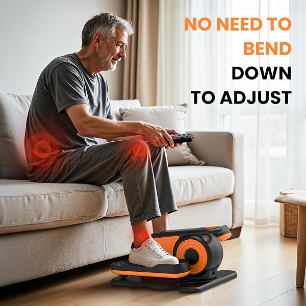 UNDER DESK ELLIPTICAL MACHINE, QUIET & PORTABLE ELECTRIC MACHINE SEATED PEDAL EXERCISER WITH REMOTE CONTROL, LOW-IMPACT ELECTRIC LEG WORKOUT MACHINE WITH 12 LEVEL SPEEDS ADJUSTABLE FOR HOME OFFICE