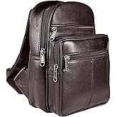 Bullz Crossbody Backpack Travel Hiking Chest Bag Daypack Leather Sling Bag for Men and Women (Brown)