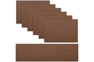 TRIVETRUNNER -ANNA STAY Anna Stay Placemats Set of 6 with Table Runner - Modular Place Mats and Trivets for Hot Dishes, Extendable Hot Pads, Small Heat Resistant Mats for Countertop, Modern Brown Washable Square Placemats