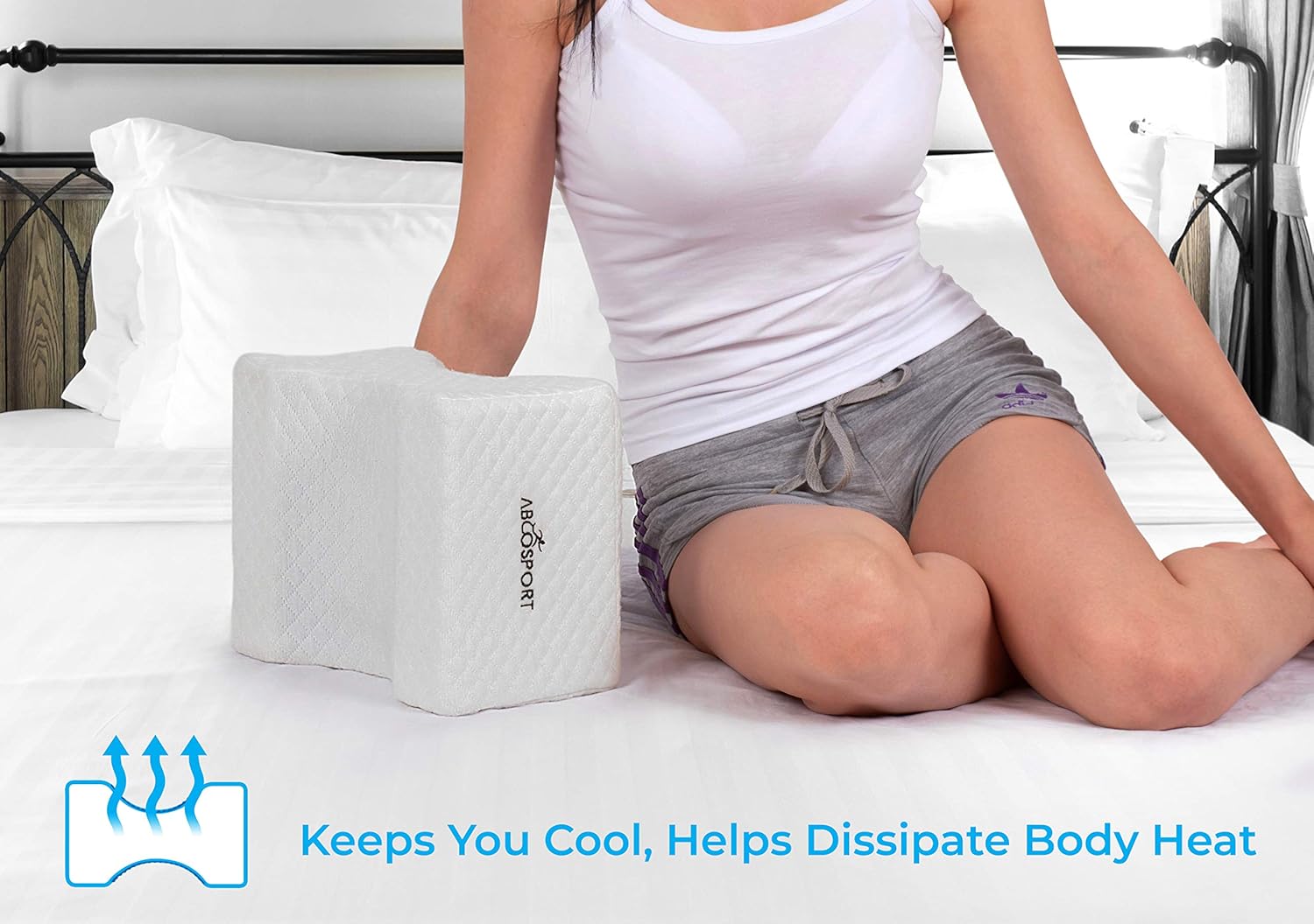 Abco Tech Memory Foam Knee Pillow with Cooling Gel – Leg Pillow Wedge for Side Sleepers, Pregnancy, Spine Alignment and Pain Relief – Breathable, Hypoallergenic and Comfortable – with Washable Cover: Furniture & Decor