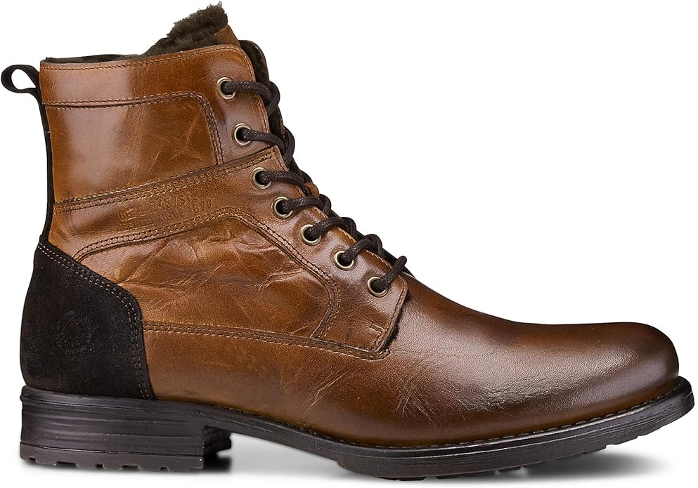Cox Herren Winter-Boots aus Leder, Schnür-Stiefel in Braun mit weichem ...